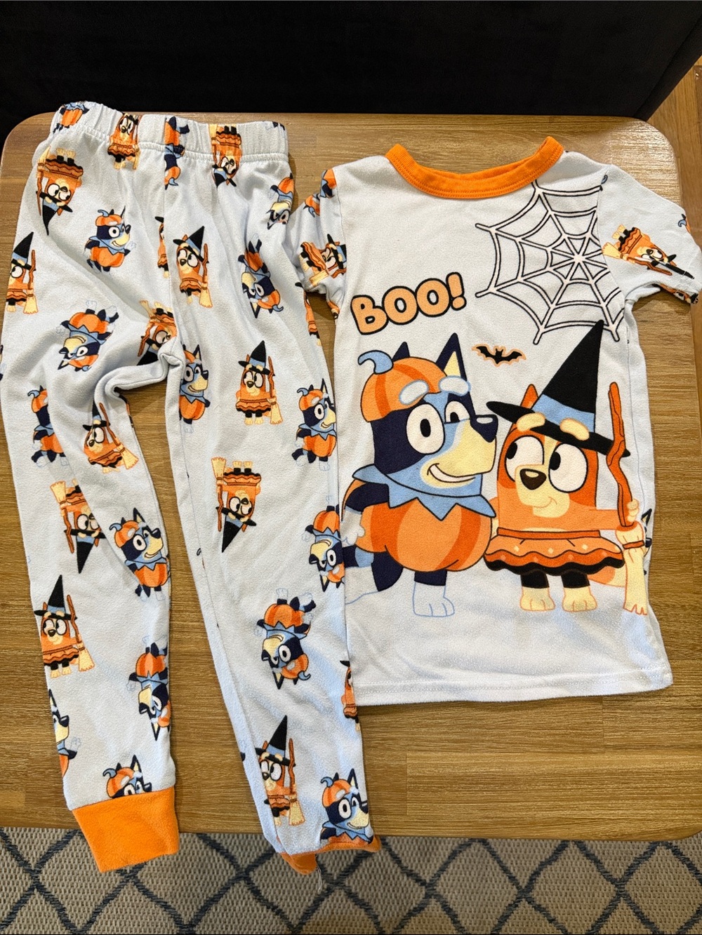 Bluey Kids Halloween Pumpkin Costume Pajama Set - Orange & White Size 6